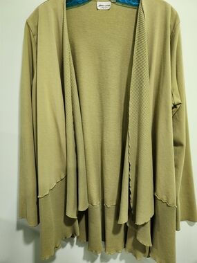 Prairie Cotton Olive Green Lightweight Open Cardigan